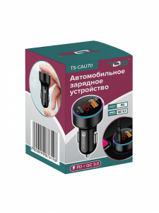 Автомобильное зарядное устройство в прикуриватель PD/QC 3.0 TDS TS-CAU70